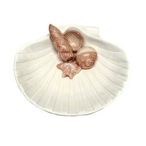 Vtg 1976 Fitz & Floyd FF Soap Dish Ocean Coquille Seashell Clam Scallop Shell